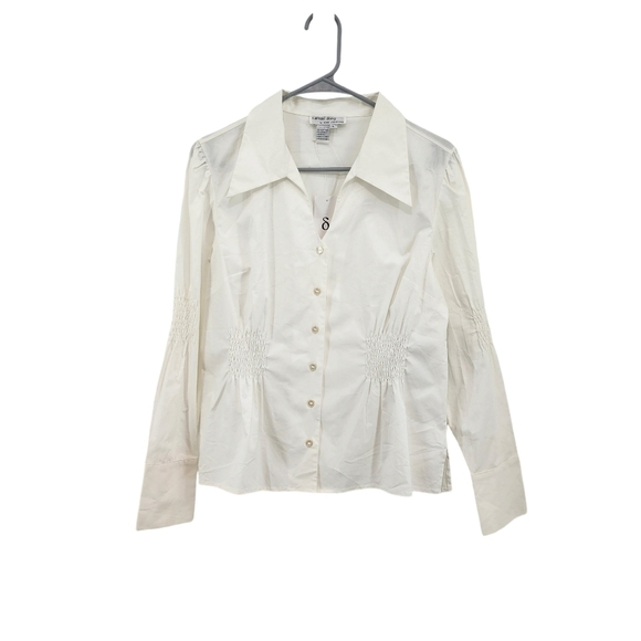Samuel Dong Tops - Samuel Dong Women's Cotton Stretch Smock Button Front Shirt - L